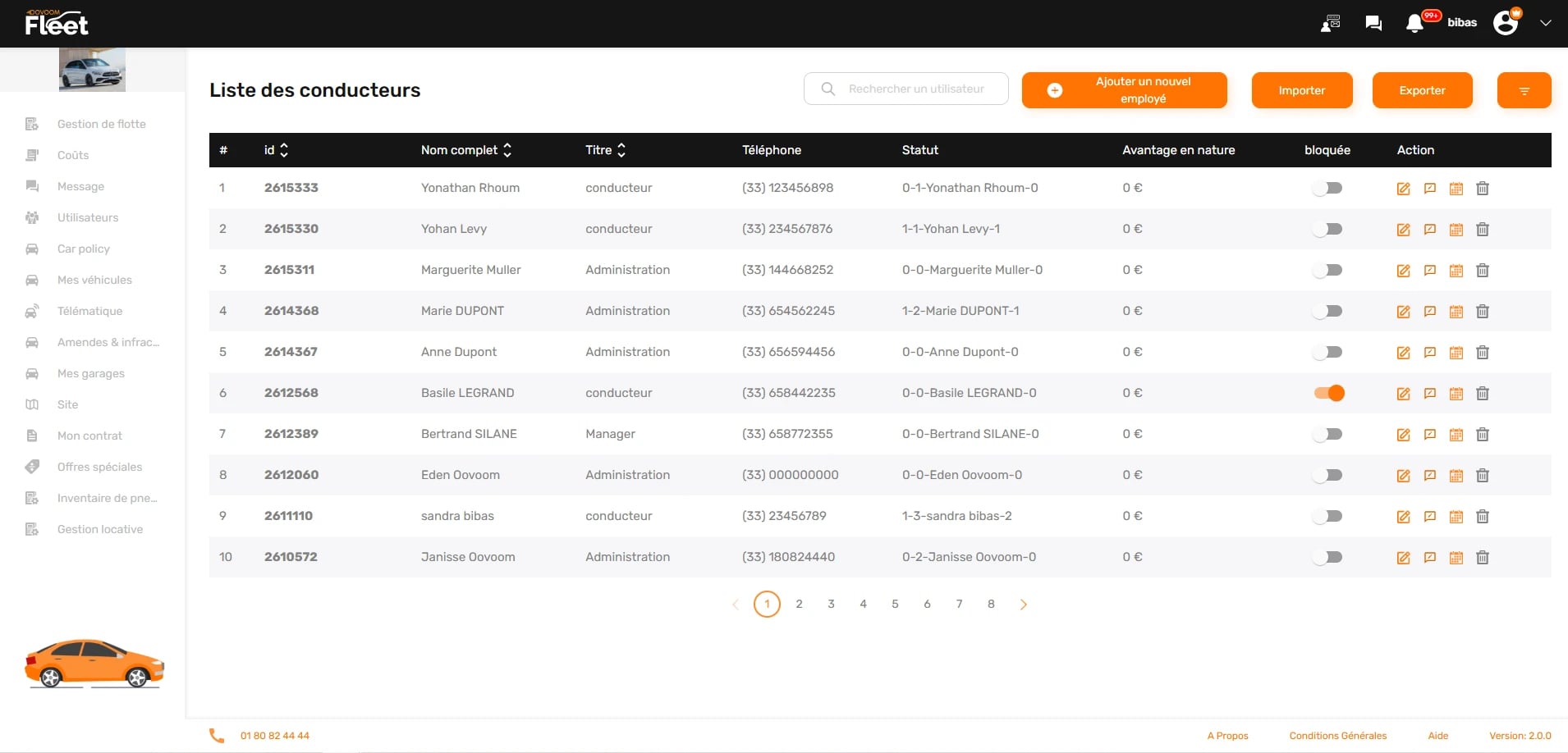 Gestion des conducteurs