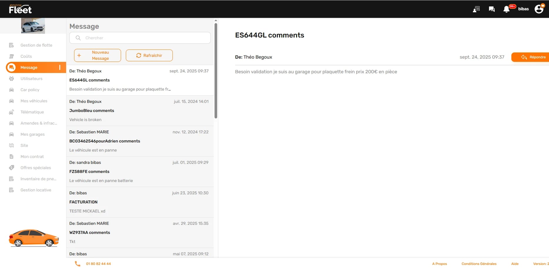 Interface de messagerie interne
